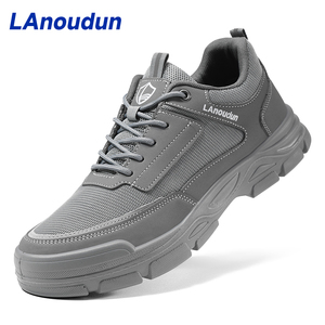 Chaussures <span class=keywords><strong>de</strong></span> sécurité <span class=keywords><strong>ultra</strong></span> légères Lanoudun pour hommes, embout en acier, résistantes aux perforations, confort tout au long <span class=keywords><strong>de</strong></span> la journée, cuir microfibre - Product Image 1