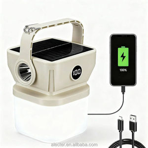 Linterna Solar de Emergencia para Camping, Recargable, Doble Carga USB-C, Pantalla, 3 Modos de Iluminación, IP65 Impermeable, Ligera - Product Image 1