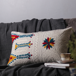 Oreiller de styliste indien Collection automne 2022 bohème vente en gros Kantha coloré broderie à la main housse d'oreiller - Product Image 3