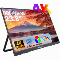 Moniteur portable 23,8 pouces 4K UHD IPS 100 % sRGB large gamme de couleurs, dalle anti-reflet 60 Hz pour flux de travail multi-écrans et ordinateur portable