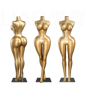 Moda Pose pintura dorada <span class=keywords><strong>busto</strong></span> grande y caderas mujer de pie cuerpo completo BBL maniquí con curvas con cabeza y brazos - Product Image 4