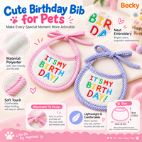 Écharpe d'anniversaire personnalisée rose et bleue confortable pour chat et chien, bavoir de fête pour animaux de compagnie, colliers d'anniversaire pour animaux