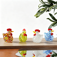 Figurine de coq en verre artisanal moderne, mini 5 cm, ornement animalier, décoration de table, cadeau artisanal