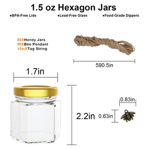 High Quality 45ml Mini Hexagon Honey Jar With Gold Lid for Gifts Wedding Favors Honey Jams Jelly Candy - Product Image 2