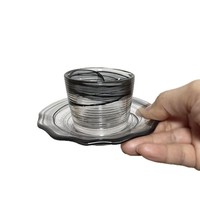 Service à thé en verre style japonais personnalisé avec bol à couvercle, sous-verre isolant thermique, tasse créative de 60 ml et soucoupe