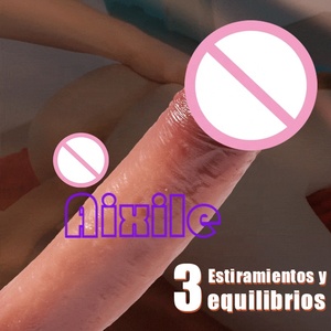 Dildo réaliste, jouet sexuel, 3 fonctions télescopiques, chauffant, 9 modes de vibration, stimulateur anal et du point G, pour couples, vibromasseur à poussée - Product Image 2