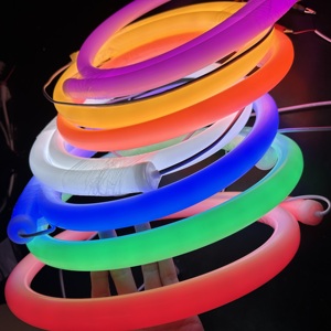 5M redondo <span class=keywords><strong>Led</strong></span> neón 40mm Multi colores 360 grados impermeable Flexible suave <span class=keywords><strong>manguera</strong></span> 24V silicona neón Flex tubo - Product Image 3