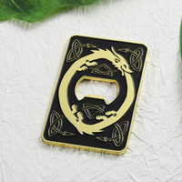 Décapsuleur en métal de conception libre plaqué or double face dessin animé dragon chinois plat en alliage de zinc décapsuleur porte-clés avec logo