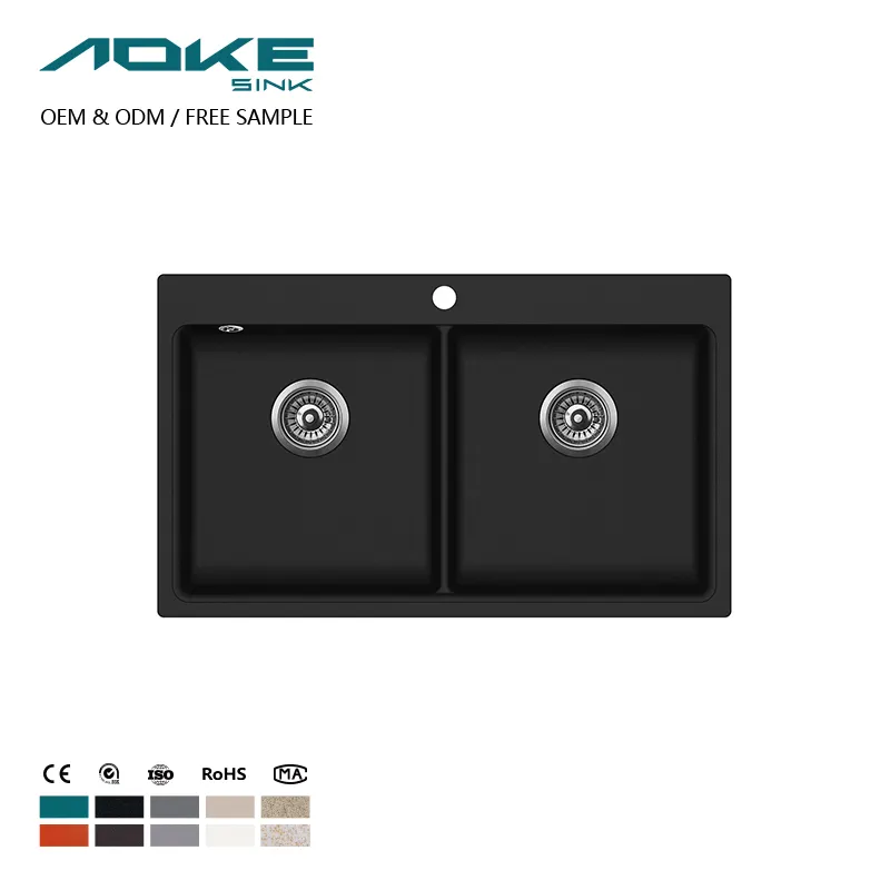 Aoke OEM ODM Oval Granite Steel Kitchen Sink Kitchen Sink Organizer Outdoor Sink
