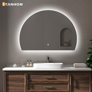 STANHOM Grand <span class=keywords><strong>miroir</strong></span> de salle de bain demi-lune décoratif avec éclairage LED - Product Image 1