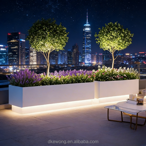 H023 Jardinière rectangulaire en acier inoxydable durable pour jardin, patio, balcon, décoration commerciale - Product Image 1