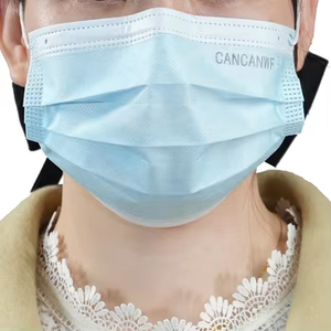 <span class=keywords><strong>Masque</strong></span> jetable en <span class=keywords><strong>tissu</strong></span> non tissé bleu, 3 couches, haute filtration, clip nasal réglable, protection contre la poussière CANCANWF - Product Image 2