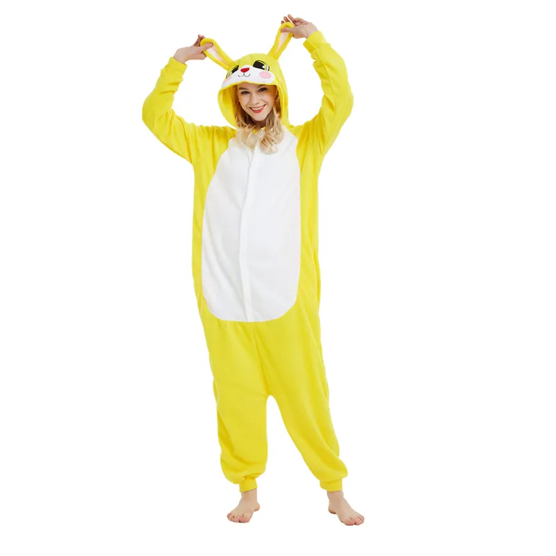 大人とティーンエイジャーのためのユニセックスワンシー動物黄色い犬のコスプレ衣装ワンピースパジャマ