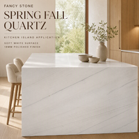 Dalle de quartzite FANCY STONE printemps-automne, pierre blanche polie pour îlot de cuisine de luxe, meuble-lavabo de salle de bain, décoration murale d'hôtel