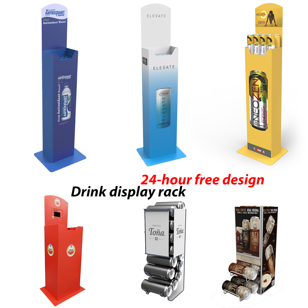 Apache Customized Metal Beverage Merchandising Display Stand Vertical Vendor Rising Shelf for Bottle and Can Storage for Store — view 2
