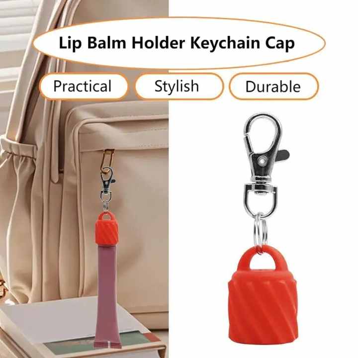 Portable Lip Balm Cap Keychain with Metal Clip, Anti-Loss Detachable Lipgloss Cap Case Holder for Summer Fridays 0.5 oz Lip Balm