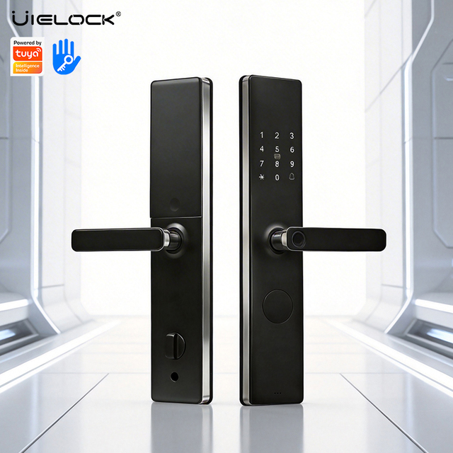 High Quality Smart Door Lock Flame-retardant ABS Stainless Steel Material Black Fingerprint Password Card Cloud APP Control