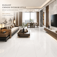 Carrelage en porcelaine blanche pleine masse 600x1200mm, aspect marbre chinois, moderne, poli, pour sol et mur, étanche et résistant à l'usure