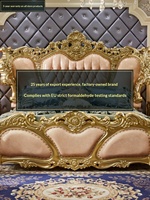 Lit double en bois massif de style européen, lit de mariage pour chambre principale, meubles 2m x 22m CH1701, sculpté à la main, personnalisable