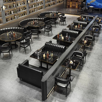 Nouvelle arrivée : canapé de café moderne, banc rembourré noir, table à manger noire, mobilier pour restaurant, café, bistrot