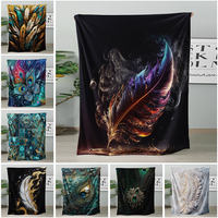 Jeté en peluche ultra doux et moelleux pour la décoration intérieure des quatre saisons, couverture en fausse fourrure à imprimé 3D de plumes de paon