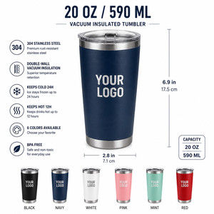Custom Logo 20oz Vacuum Insulated Tumbler 304 Stainless Steel Travel Mug with Straw and Leak Proof Lid For <b>Hot</b> and Cold <b>Drinks</b> - Product Image 4