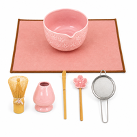 Ensemble de thé matcha en céramique de style japonais Sakura, 8 pièces, fouet, bol, cuillère, passoire, boîte cadeau, directement de l'usine