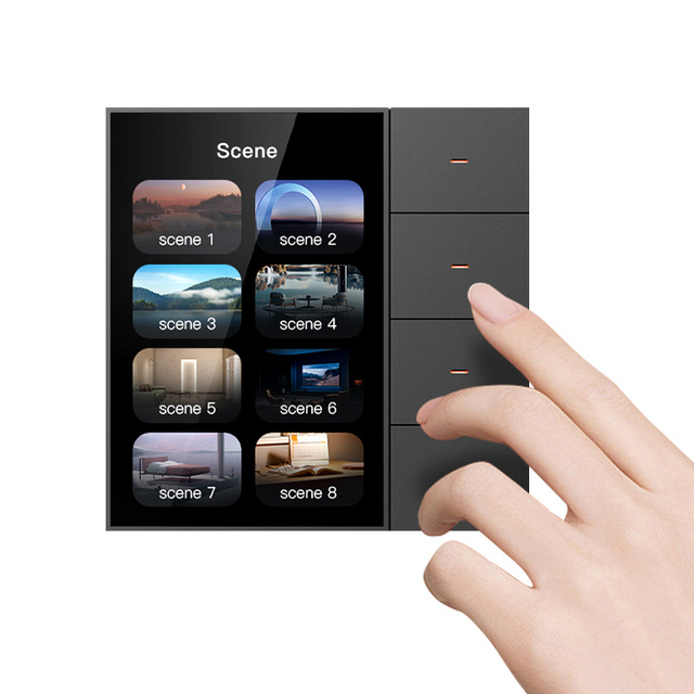 Tuya 3.5 Inch Smart Home Wall Switch Panel 4-Gang Scene Touch Switch 10A 240V Zigbee UK PC Compatible