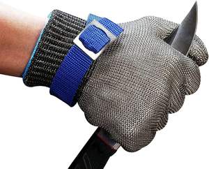 Gants en <span class=keywords><strong>maille</strong></span> métallique en acier inoxydable résistants à la coupure de niveau 9, durables, antirouille, pour <span class=keywords><strong>boucher</strong></span>, cuisine, coupe, protection lourde - Product Image 1