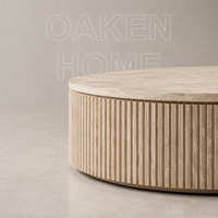 Table basse de salon américaine OAKEN Factory, table à thé, table basse en marbre, meubles sur mesure, base en bois massif, meubles pour la maison