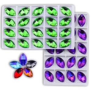 Botones de Cristal Planos con Base Plana AB Color, Tipo Ojo de Caballo, Cosidos a Mano, para Vestidos de Novia y Accesorios de Ropa - Product Image 4