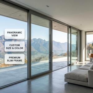 Porte <span class=keywords><strong>coulissante</strong></span> GELLJA à double vitrage avec cadre en aluminium thermolaqué au design moderne, <span class=keywords><strong>isolation</strong></span> thermique pour hôtel - Product Image 2