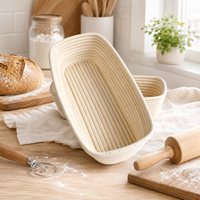 Panier de levage en rotin naturel fait main pour boulangerie au levain et programmes de vente au détail (Marque privée)