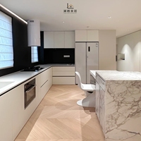 Juego de Muebles de Cocina Modulares Modernos Personalizados, Gabinetes de Pared de Altura Completa en Acrílico de Alto Brillo, Gabinetes de Cocina Plegables
