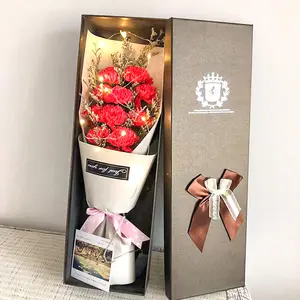 Usine directe Saint Valentin cadeau simulation rose savon fleur coffret cadeau oeillet coffret cadeau fleur artificielle fleurs décoratives