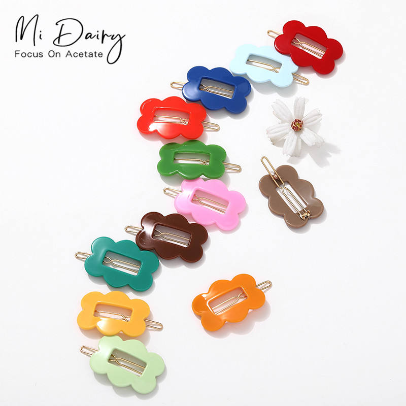 MiDairy Factory Supplies INS HOT SALE Acrylic Fashion Fancy Flow Shaped Hair Clips Accessories for Kids Girls