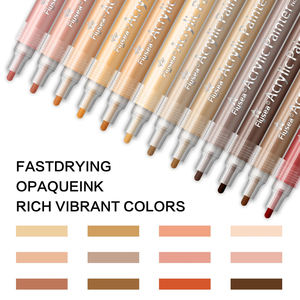12 Kleuren Huidskleur Acrylmarkeringen Set 0.7Mm/3.0Mm Tip Studenten 'Doe-Het-Zelf Handboek Doodle Markering Penseel Schets Portrettekening - Product Image 1