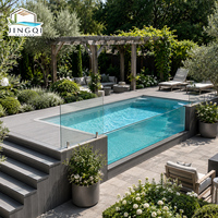 Piscine hors sol en fibre de verre avec jacuzzi et fenêtre en verre surdimensionnée, idéale pour jardin et maison, livrée en conteneur maritime