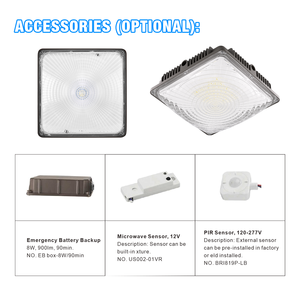 ROMANSO UL FCC CE IP65 27W 40W 60W 120W 150Lm/W Microwave <b>Sensor</b> <b>Ceiling</b> Mount LED Carport Canopy <b>Light</b> for Underpass - Product Image 6