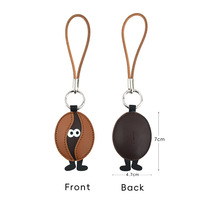 Vente en gros usine Porte-clés créatif en cuir motif pistache et café, avec expression amusante de dessin animé, pendentif pour clé de voiture, breloque de sac pour couple et ornement