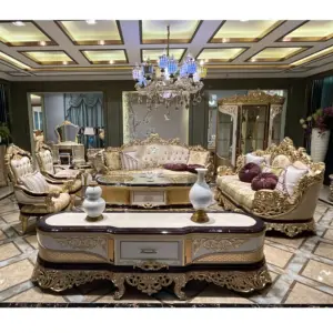 欧洲豪华实木雕刻布艺沙发供应商法国别墅皇家经典土耳其家具客厅沙发