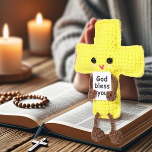 Crochet positif, cadeaux <span class=keywords><strong>de</strong></span> communion, soutien émotionnel, nuggets, catholique, religieux, spiritualité, foi, Dieu, baptême, cadeau fait main - Product Image 3