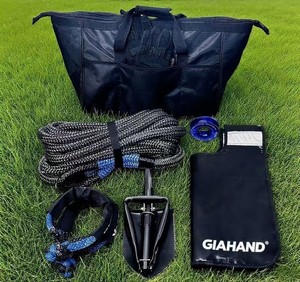 Giahand 9m * 25mm Heavy Duty 15ton Nylon Kinetic Recovery Rope <span class=keywords><strong>4x4</strong></span> Offroad Emergency Tools Kit Noir/Bleu pour SUV Truck & Vans - Product Image 1