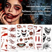 Pegatinas de Tatuajes Temporales Luminosos de Heridas y Cicatrices de Halloween, Kit de Maquillaje de Telaraña 3D, Pegatinas de Tatuajes Faciales Falsos Realistas