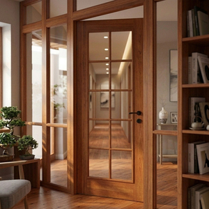 Porte-fenêtre de chambre à coucher GA-09G de luxe en bois massif avec vitrage - Product Image 2