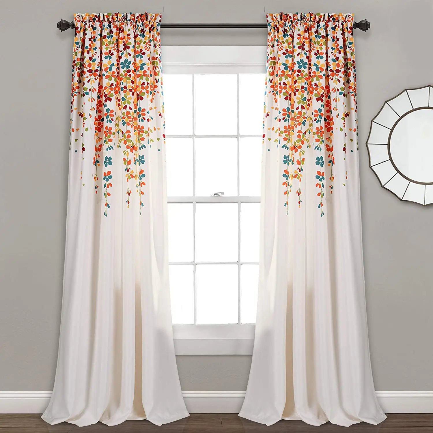 High quality modern printed curtain with floral design