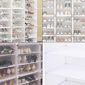 Square Eco-Friendly <b>Shoe</b> Rack <b>Shoe</b> <b>Storage</b> Cabinet Plastic <b>Shoe</b> <b>Shelves</b> Organizer Closet Hallway Bedroom Entryway Clear Sneaker - Product Image 2