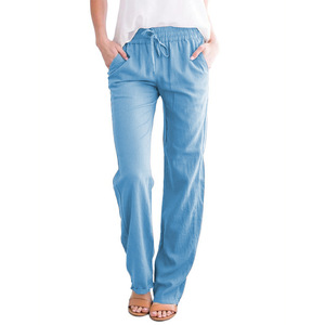 <span class=keywords><strong>Pantaloni</strong></span> da Donna <span class=keywords><strong>in</strong></span> Cotone e Lino a Gamba Dritta, Stile Vintage, Vestibilità Comoda, Leggeri per l'Estate, Chinos <span class=keywords><strong>con</strong></span> Coulisse e <span class=keywords><strong>Elastico</strong></span> <span class=keywords><strong>in</strong></span> <span class=keywords><strong>Vita</strong></span> - Product Image 3