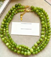 Kalung Choker Batu Akik Hijau Zooying, Rantai Batu Alam Bulat Buatan Tangan, Perhiasan Wanita Kustom Gaya Boho Musim Gugur-Musim Dingin