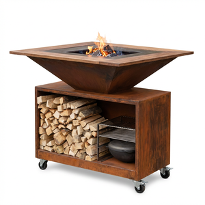 <span class=keywords><strong>Barbecue</strong></span> Moderno da Esterno in Acciaio Corten con Braciere a Legna per Giardino, Griglia a <span class=keywords><strong>Carbone</strong></span> in Acciaio Resistente alle Intemperie - Product Image 4